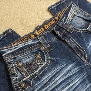 Rock Revival Lucio Boot Denim Men's Size 32 x 34 NEW